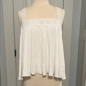 Lucky Brand White Sleeveless Blouse with Lace Detail